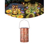 BOPELMALLS Colorful Sunflower Glow Solar Garden Lantern, IP65 Waterproof Solar Hanging Light with Colorful Butterfly Pattern, Decorative Solar Lamp for Garden Balcony Yard Pathway for Women