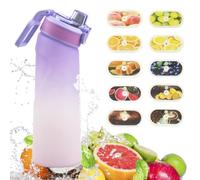 BOPELMALLS Scented Water Bottle with 10 Flavour Pods,700ml Sports Bottle BPA-free 0 Sugar Calorie Leak Proof Water Bottle with Straw for Fitness and Outdoor Sports(Purple Pink)