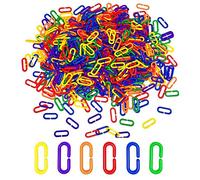 bopely 600pcs Plastic C-clips Hooks Chain Links Rainbow C-links Children's Learning Toys Small Pet Rat Parrot Bird Toy Cage