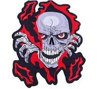 bopely Big Punk Skull Patch Iron on Patch Badge Large Embroidery Patches for Clothes Applique