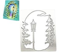 bopely Christmas Die Cuts Christmas Tree Street Light Metal Cutting Stencils Template Card Scrapbook Embossing Craft Card Making