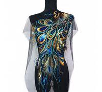 bopely Sequin Phoenix Feather Applique Cheongsam Dress Mesh Gauze Lace Trim Sewing Patch Diy Embroidery Accessories