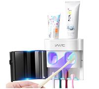 Boperzi Toothbrush Holder Wall Mounted Automatic Toothpaste Dispenser Dustproof Cover Toothbrush Holder for Shower Bathroom Set with 2 Toothpaste Squeezers(No Electric, No Light)