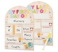 BOPHIS First Day of School Board,Double-Sided Wooden DIY Message Board with a Domed Design; A Write-on and Wipe-Clean Blackboard for Taking Photos to Commemorate the Start of the School Year
