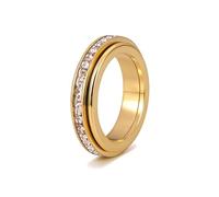 Bopiu Anxiety Rings Titanium Steel Spinner Fidget Band Rings for Women, Cubic Zirconia Relieving Anxiety Wedding Promise Lucky Statement Rings Comfort Fit Size 5 to 11, 9 UK, Metal, No Gemstone
