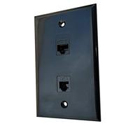 BOPLAT Ethernet Phone Jack Wall Plate Black -Single Gang CAT6 RJ45 and RJ11 CAT3 Telephone Cover Plate for CAT7/CAT6/CAT5e Ethernet Cable and Phone Line