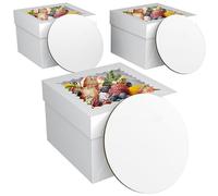 BOPLYBAY 3 Pack 10x10x8 Inch (25x25x20 cm) Extra Deep Cake Boxes with Window & Boards, Premium White Bakery Boxes for Tiered Cakes, Bake Sales & Safe Transport