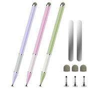 Bopomofo Stylus Pen for Touchscreen,3 PCS 2-in-1 Magnetic Stylus Pen High Sensitivity & Precision Stylus,Extended Pen Body Design,Compatible with Touch Screens(Purple/Pink/Light Green)
