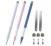 Bopomofo Stylus Pen for Touchscreen,3 PCS 2-in-1 Magnetic Stylus Pen High Sensitivity & Precision Stylus,Extended Pen Body Design,Compatible with Touch Screens(Blue/Purple/Pink)