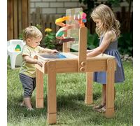 Bopoobo Sand and Water Table for Toddlers, 4 in 1 Wooden Sensory Activity Table with 2 Storage Bins, Acrylic Board for Painting, Slide Track Toy and