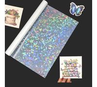 BOPP Holographic Precoated Film 8.6x196.8inch Clear Waterproof Scratch-Proof Thermal Laminating Film Roll Compatible with Laminators for Adding a Whimsical, Festive Sparkle to Cards,Photos,DIY Project