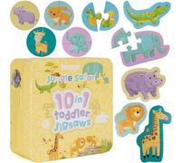 boppi 10-in-1 Premium Progressive Jigsaw Puzzles for Toddlers 18+ Months | Jungle Safari | Educational Child Development Gift | 100% Recycled Card