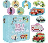 boppi 10-in-1 Progressive Jigsaw Puzzles for Toddlers 18m+ - Vehicles | Montessori-Inspired Educational Child Development Gift, 100% Recycled Card, Fold-out environment board, 10 puzzles