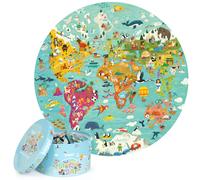 Boppi puzzles for 5+ year olds / 150 Piece Round Circle Jigsaw Puzzles for Kids Aged 5-8 Made with 100% Recycled Card ? World Map
