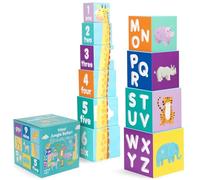 boppi Stacking Blocks for Toddlers - Jungle Safari - 10 Cardboard Nesting Cubes with Letters & Numbers - Montessori Early Learning Toy for Children 1-3 Years| Eco-Friendly