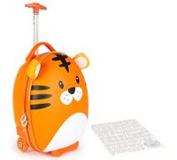 boppi Tiny Trekker Kids Luggage Bag | Holiday Travel Suitcase for Boys & Girls, Carry-On or Pull-Along School Trolley | Cabin Holdall | Under seat EasyJet Compliant,17-Litre | Tiger