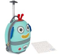 boppi Tiny Trekker Kids Luggage Bag | Holiday Travel Suitcase for Boys & Girls, Carry-On or Pull-Along School Trolley | Cabin Holdall | Under seat EasyJet Compliant,17-Litre | Robot