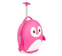 boppi Tiny Trekker Kids Luggage Bag | Holiday Travel Suitcase for Boys & Girls, Carry-On or Pull-Along School Trolley | Cabin Holdall | Under seat EasyJet Compliant,17-Litre | Penguin Pink