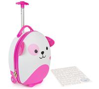 boppi Tiny Trekker Kids Luggage Bag | Holiday Travel Suitcase for Boys & Girls, Carry-On or Pull-Along School Trolley | Cabin Holdall | Under seat EasyJet Compliant,17-Litre | Pink Dog