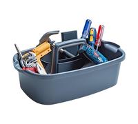 BOPPIE Versatile Home & Garden Utility Cleaning Caddy with Handle: All-Purpose Carry Tray for Bathroom, Kitchen, and Outdoor Cleaning Supplies Organizer 42 * 24 * 18cm (Grey + White)