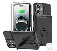 BOPPS Battery Case for iPhone 16/16e with Carplay【2026 New】 Powerful 8500mAh Portable Charger Case 360°Protection Rechargeable Extended Charging case for iPhone 16/16e,Black