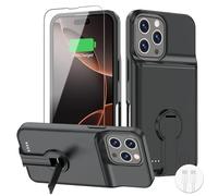 BOPPS Battery Case for iPhone 16 Pro Max with Stand【2026 New】 Powerful 8500mAh Portable Charger Case 360°Protection Rechargeable Extended Charging case for iPhone 16 Pro Max,Black