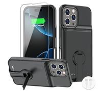 BOPPS Battery Case for iPhone 16 Pro with Stand，Slim Powerful 8500mAh Portable Rechargeable Protective Extended Charger Cover for iPhone 16 Pro Charging Case,Black