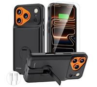 BOPPS Battery Case for iPhone 17 Pro Max with Stand【2026 New 】 Powerful 8500mAh Portable Charger Case 360°Protection Rechargeable Extended Charging case for iPhone 17 Pro Max,Black