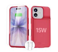 BOPPS Battery Case for iPhone 17 with 【15W Fast】,Real Powerful 8500mAh Portable Charger Case 360°Protection Rechargeable Extended Charging case for iPhone 17 6.3inch,(Red)