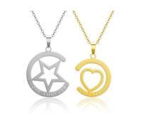BOPREINA 2Pcs Couple Matching Necklaces for Couples His and Her Star Heart LOVE FOREVER Promise Ring Pendant Necklaces Anniversary Engagement Wedding Valentine's Day Christmas Birthday Gifts