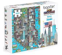 bopster 500 Piece Jigsaw Puzzle - New York Map - 8-bit Retro Style - Made with 100% Recycled Cardboard - Level 2 for Adults and Kids