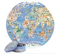 Bopster World Map Illustrated Puzzle 1000 pieces Round Jigsaw