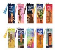 BOpusail 10Pcs Marcus The Worm Bookmark with Tassels, Multicolor Funny Meme Bookmarks for Book Lovers Teachers Students, Reading Accessories Party Stationery Gift Library Office Favors