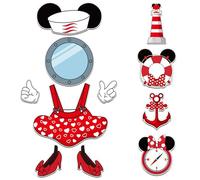 BOpusail 11Pcs Girl Captain Mouse Cruise Door Magnets Birthday Cruises Door Decor Summer Life Preserver Ring Refrigerator Magnet Waterproof Magnetic Sticker for Holiday Carnival Cabin Collectible Deco