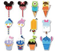 BOpusail 12Pcs Summer Ice Cream Mouse Cruise Door Magnets Cartoon Style Ice Cream Cruises Door Decals Decor Refrigerator Garage Door Magnet Waterproof Magnetic Sticker for Holiday Carnival Ships Cabin