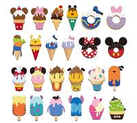BOpusail 24Pcs Summer Ice Cream Mouse Cruise Door Magnets Cute Style Ice Cream Cruises Entrance Decals Decor Refrigerator Garage Magnet Waterproof Magnetic Sticker for Holiday Carnival Ships Cabin