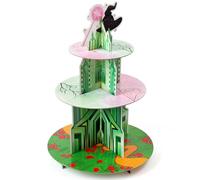 BOpusail 3 Tiers Cupcake Stand - Princess Crowns and Witch Hats Theme Dessert Holder Pink Green Emerald Castle Cake Tower Party Supplies Birthday Decor for Kids