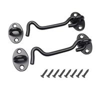 BOQIIKAR 2 Pack Cabin Hook Eye Door Latch, Stainless Steel 16 Inch Gate Cabinet Latches with Mounting Screws, Heavy Duty Swivel Latch Lock for Window, Sliding Door, Bedroom and Bathroom