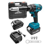 BOQNZN Cordless Rivet Gun with Charger and 2 Batteries, Electric Brushless Blind Rivet Tool Kit, Portable Rivet Gun for 1/8", 5/32", 3/16" Rivets