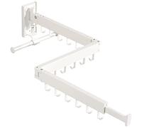BOQORAD Wall Mounted Clothes Hanger Rack, Clothes Drying Rack,Laundry Drying Rack,Collapsible Clothes Rack Wall Mount, Retractable Drying Rack Clothing,can Fold Upward & Left & Right,White Color