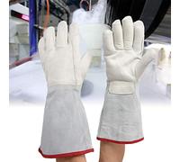 Boquite Liquid Nitrogen Gloves, -180℃ to -250℃ Cryogenic Protective Glove Cryogenic Cowhide-cotton Gloves for Nitrogen Filling Station and Cold Storage
