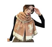 BOQUN Winter Scarf For Women Uk Autumn And Winter Carriage H Double-Sided Warm Thickened Imitation Cashmere Scarf Women'S Office Air Conditioning Shawl-Khaki