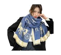 BOQUN Winter Scarf For Women Uk Autumn And Winter Carriage H Double-Sided Warm Thickened Imitation Cashmere Scarf Women'S Office Air Conditioning Shawl-Blue