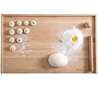 Bor Bamboo Pastry Board, Extra Large Reversible Chopping Board, Cutting Board For Kneading Dough, Noodle, Pie, Pizza, Bread, With 3 Tall Lips, 70 X 45 X 2.5 Cm, Brown