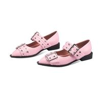 Bor Sint Ballerina Flats for Women Pointed Toe Flats With Studs Buckle Ballet Flats Comfortable low heeled flats, Pink, 7 UK