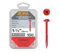 Bora 1-1/2" / 38mm Fine Thread Pocket Hole Screws - 100pcs, Coated Steel for Strength & Rust Resistance, Perfect for Pocket Hole Joinery, Cabinetry, Furniture, Diverse Woodwork Projects, BR-A181101