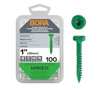 Bora 1"/25mm Fine Thread Pocket Hole Screws - 100pcs, Coated Steel for Strength & Rust Resistance, Perfect for Pocket Hole Joinery, Cabinetry, Furniture, and Diverse Woodwork Projects, BR-A180401