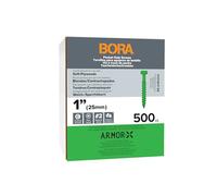 Bora 500 Pocket Hole Screws 1 Inch Fine Thread Screws 50 Piece with Green Color Coat for Indoor and Outdoor Use and Square Drive - BR-A180202