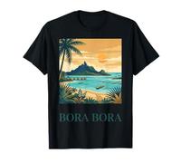 Bora Bora Coast Tropical Island Lagoon Retro Travel Graphic T-Shirt