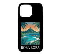 Bora Bora Coast Tropical Lagoon Retro Travel Case for iPhone 14 Pro Max